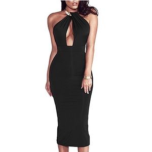 Women’s sexy halter choker backless mini bodycon